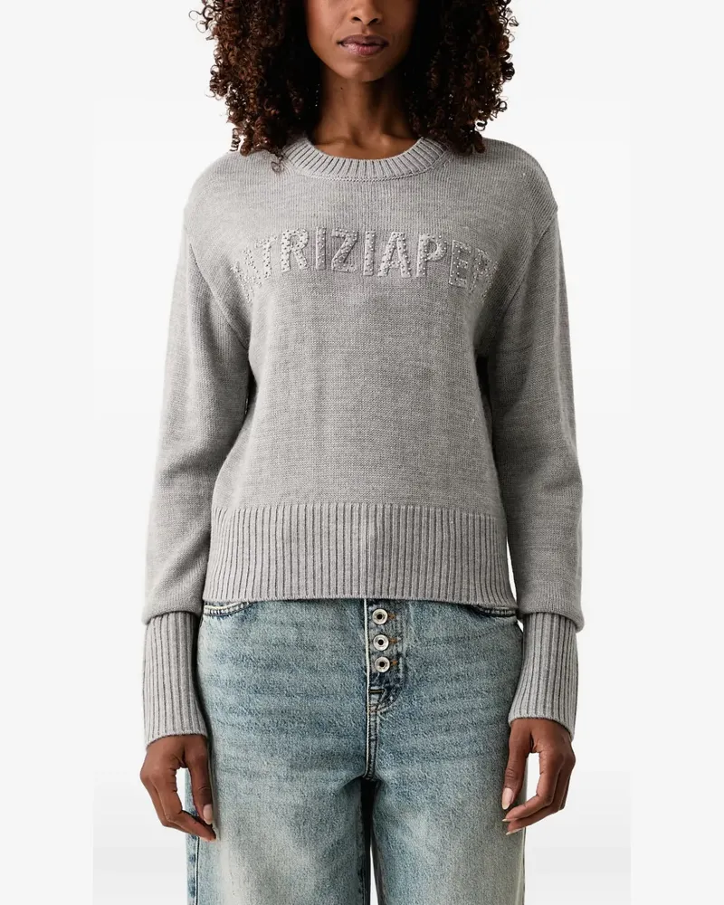 Patrizia Pepe Pullover mit Perlen - Grau Grau