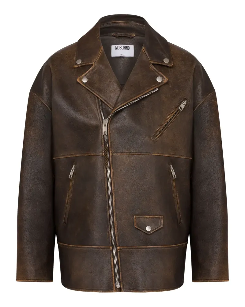 Moschino Lederjacke mit Reißverschluss - Braun Braun