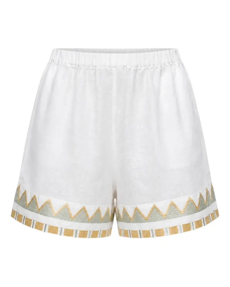 Greek Archaic Kori Papyrus embroidered mini shorts - Weiß Weiß