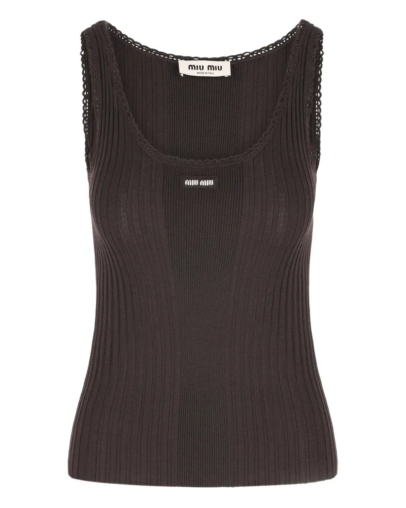 Miu Miu Gehäkeltes Oberteil aus Rippstrick - Braun Braun
