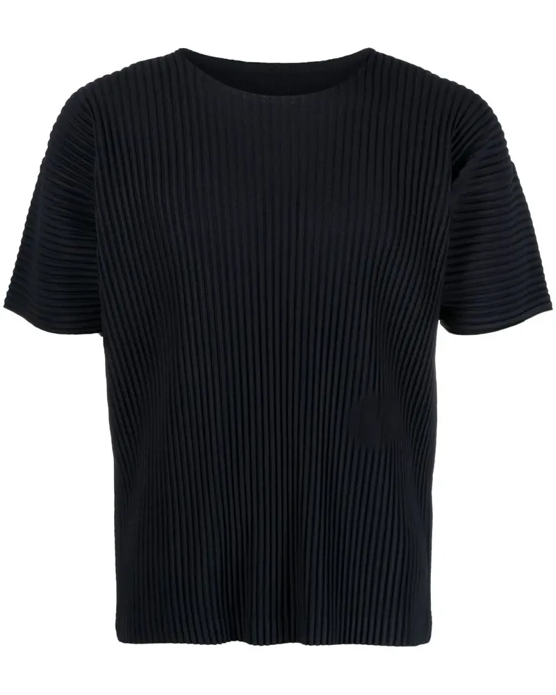 Issey Miyake Plissiertes T-Shirt - Blau Blau