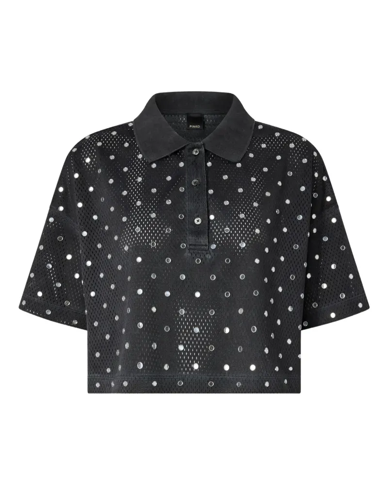 Pinko Poloshirt mit Pailletten - Schwarz Schwarz
