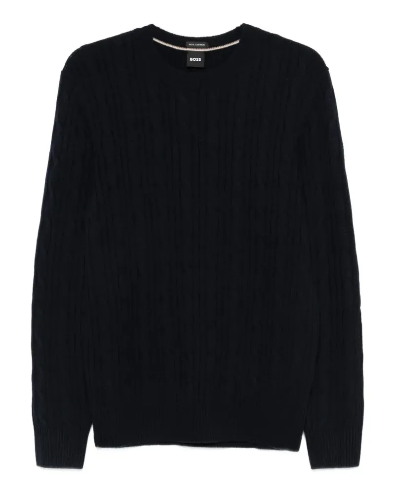 HUGO BOSS cable-knit V-neck sweater - Blau Blau