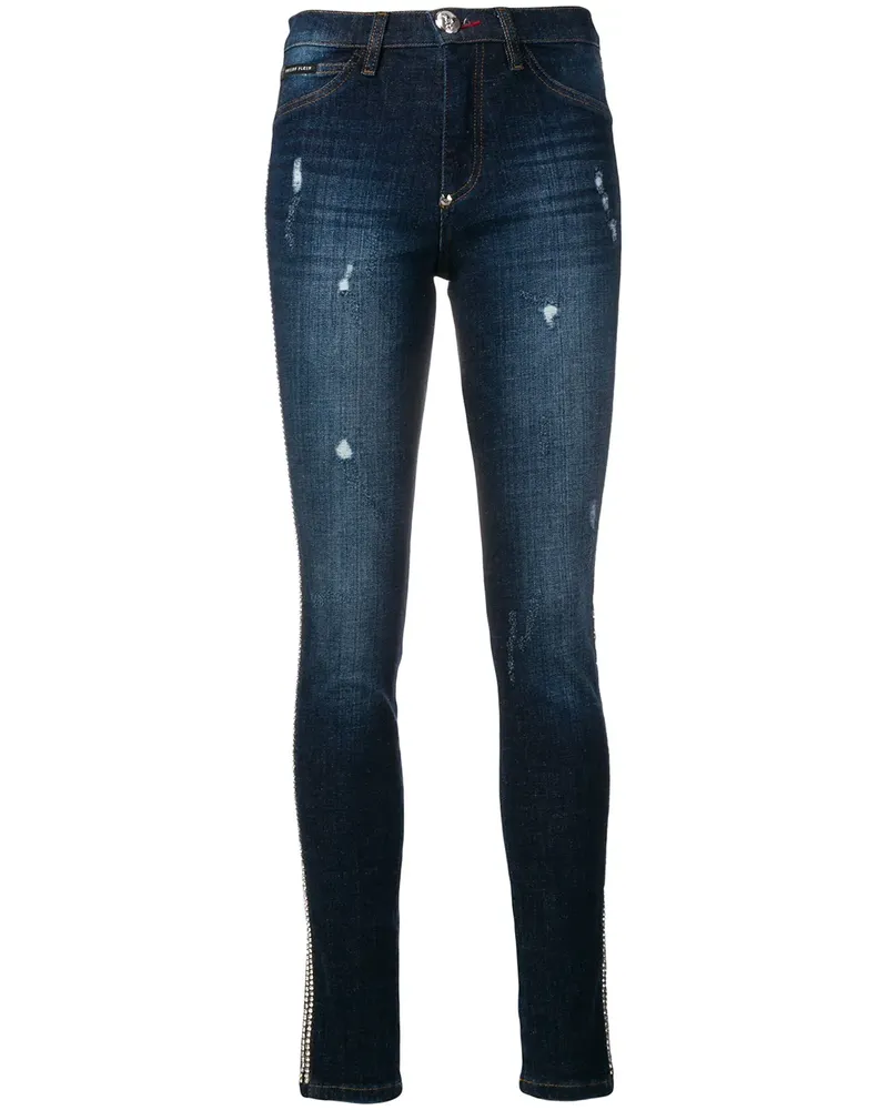 Philipp Plein Skinny-Jeans mit Kristallen - Blau Blau