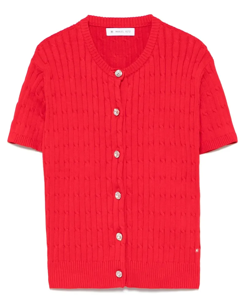 Manuel Ritz Kurzärmeliger Cardigan - Rot Rot