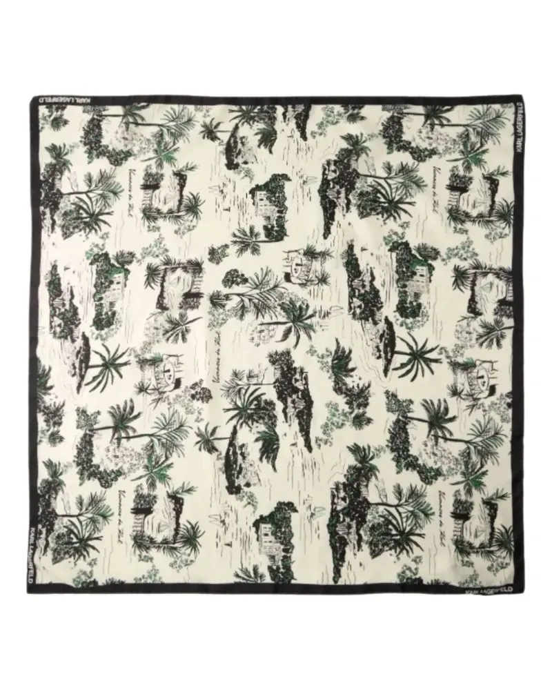 Karl Lagerfeld graphic print border scarf - Nude Nude