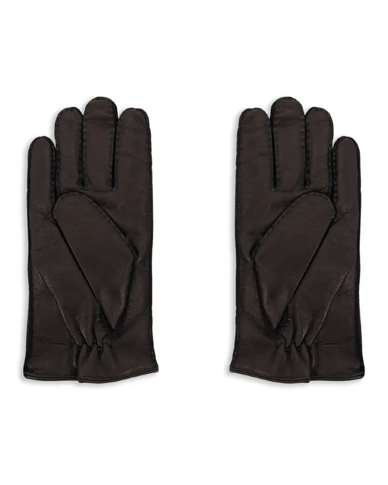 Orciani stitched-detail leather gloves - Braun Braun