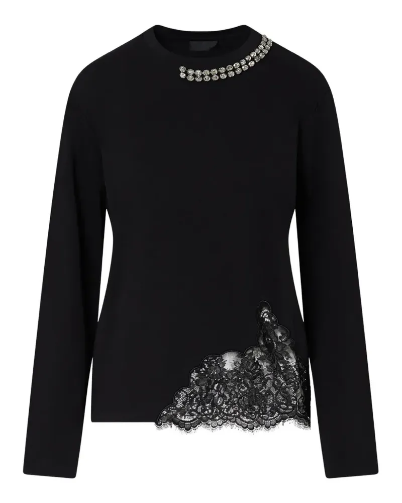 Liu Jo T-shirt with lace and jewel embellishments - Schwarz Schwarz