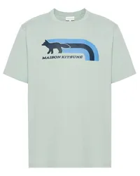 Kitsuné T-Shirt mit Logo-Applikation Grün