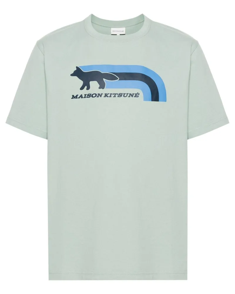 Kitsuné T-Shirt mit Logo-Applikation Grün
