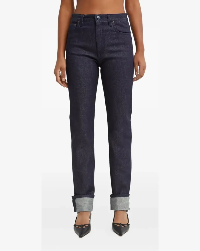Victoria Beckham Five-Pocket-Hose mit Leder-Patch - Blau Blau
