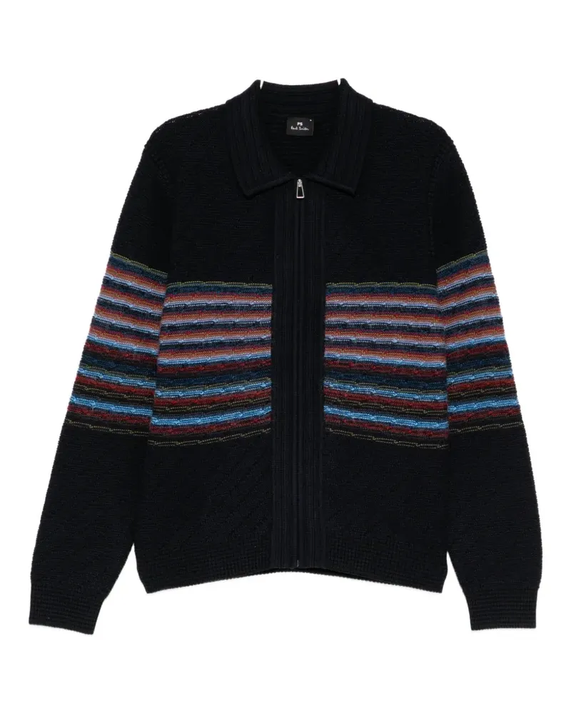 Paul Smith graphic-print zip-up cardigan - Blau Blau