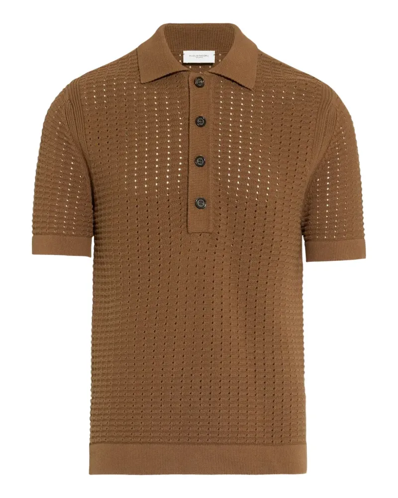 Paolo Pecora Milano perforated-knit polo shirt - Braun Braun