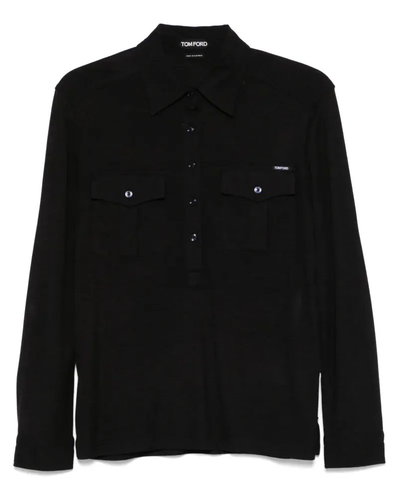Tom Ford Fein gestricktes Hemd - Schwarz Schwarz