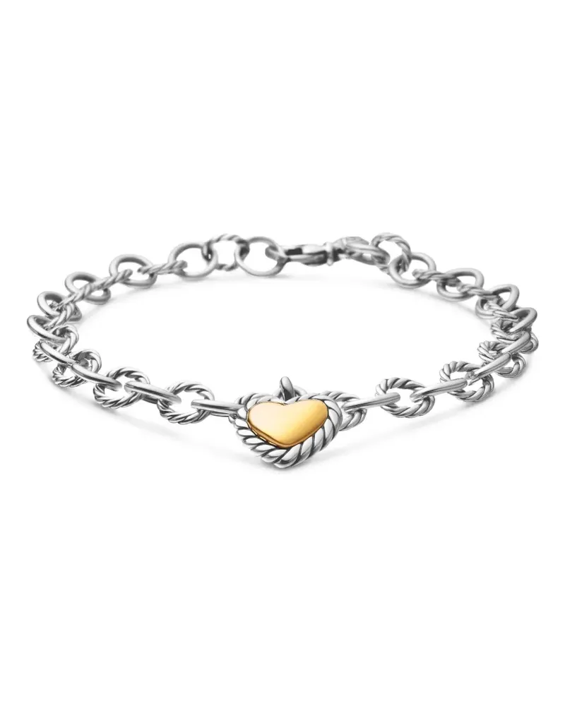 David Yurman 18kt Cable Collectibles Cookie Classic Heart Gelbgold- und Sterlingsilbersrmband 4,5mm Silber