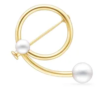 18kt Collection Line Balance Gelbgoldbrosche mit Perle