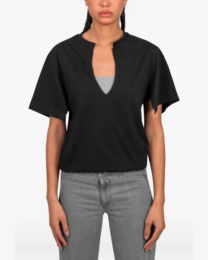 GIMAGUAS Alina T-Shirt mit V-Ausschnitt - Schwarz Schwarz