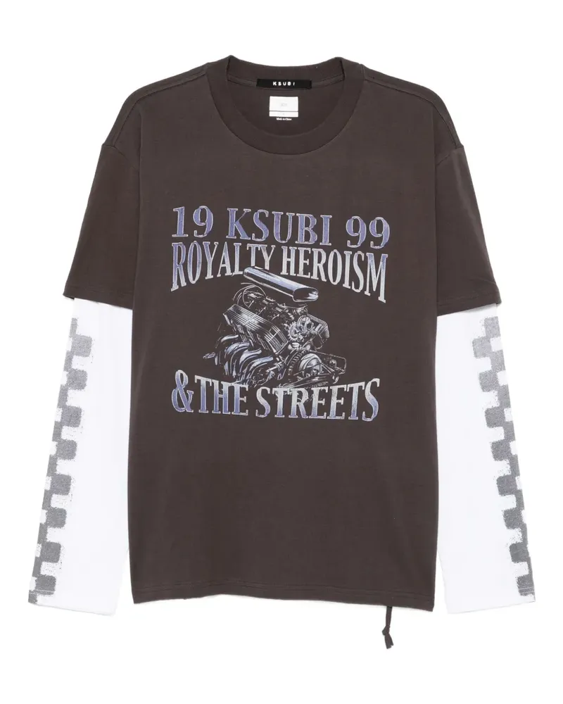 ksubi Langarmshirt mit Motor-Print - Grau Grau