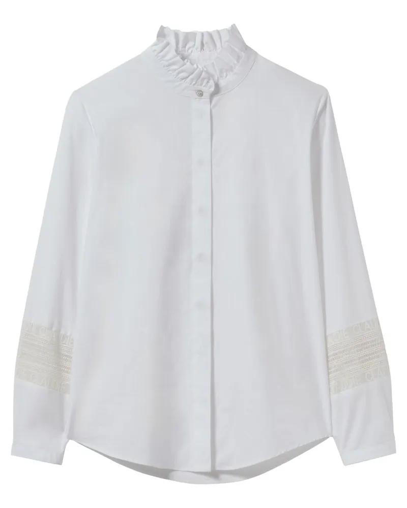 Claudie Pierlot T-Shirt mit Rüschenkragen - Weiß Weiß