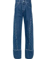 Marine Serre Halbhohe Straight-Leg-Jeans Blau