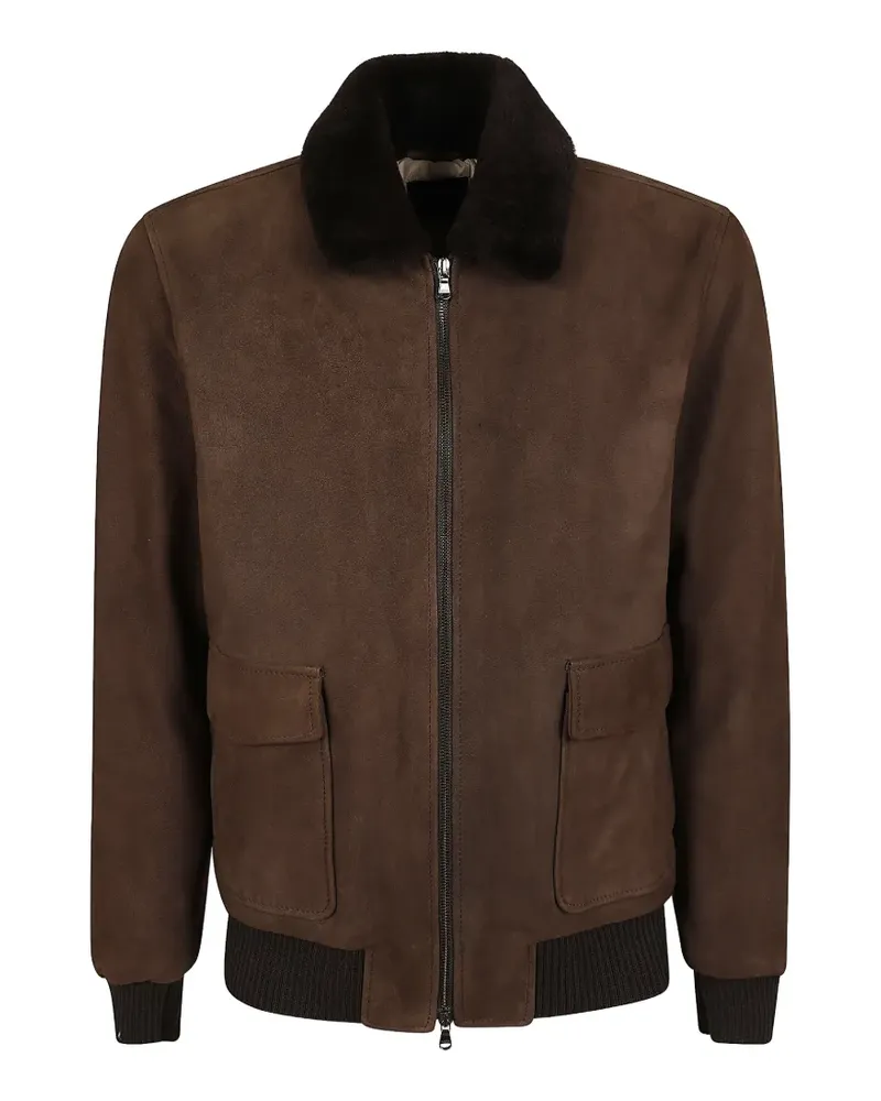 BARBA Bomberjacke mit Shearling-Kragen - Braun Braun