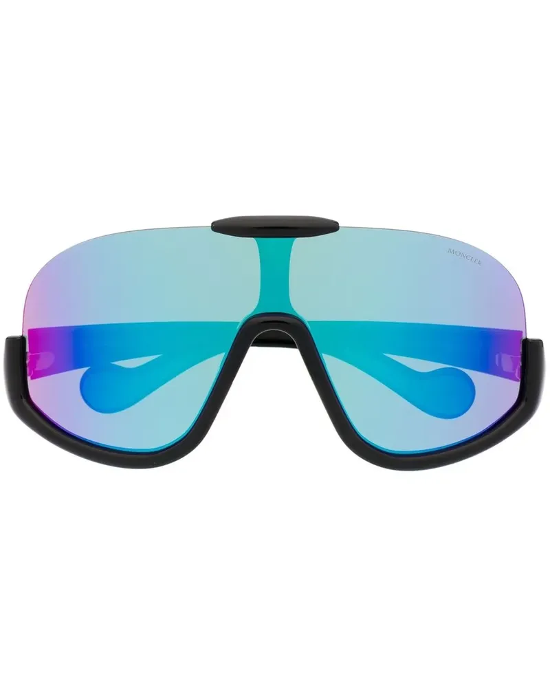 Moncler Sonnenbrille mit Shield-Gestell - Schwarz Schwarz