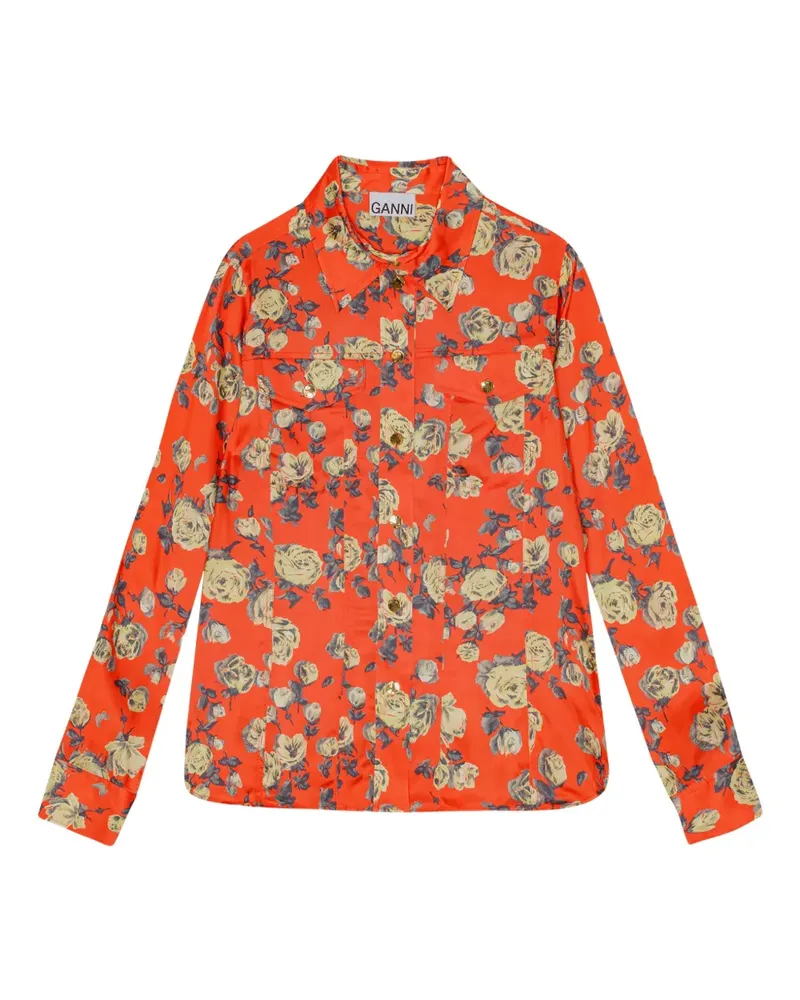 Ganni Hemd mit Blumen-Print - Orange Orange