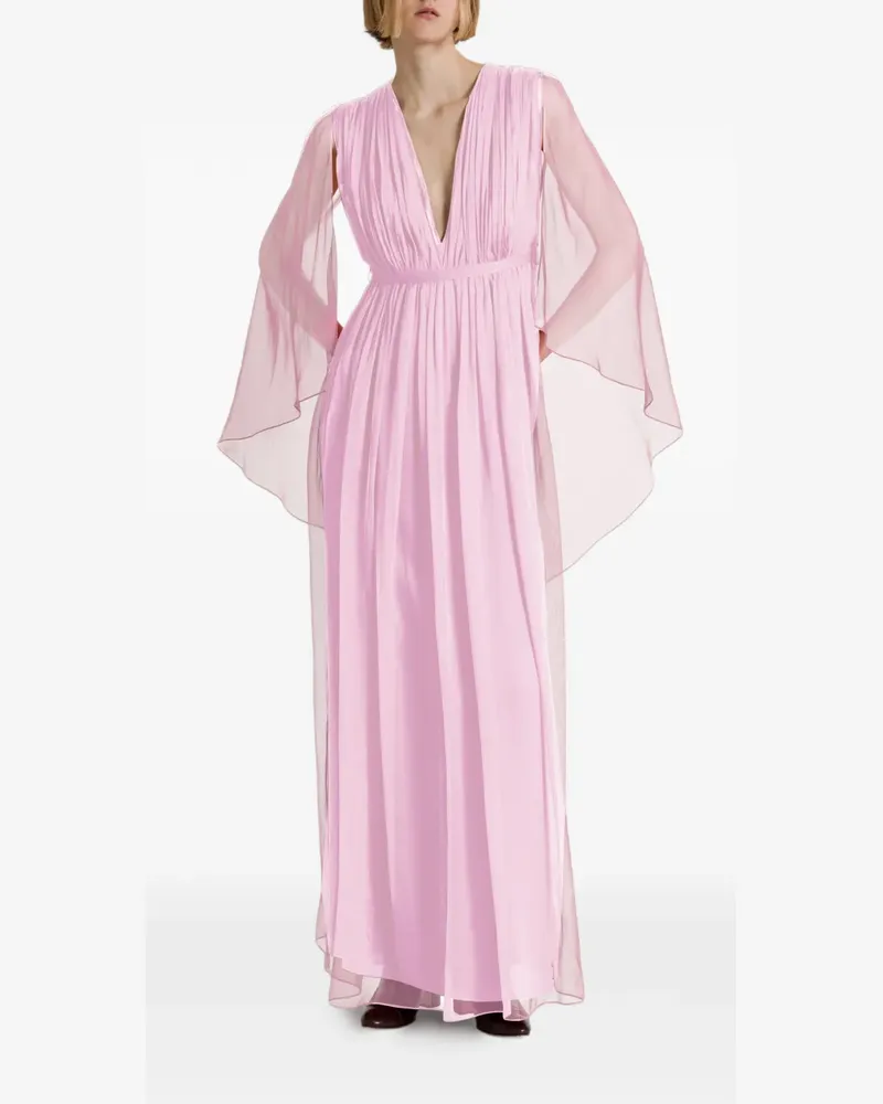 Alberta Ferretti Falten-Maxikleid mit Cape-Ärmeln - Rosa Rosa