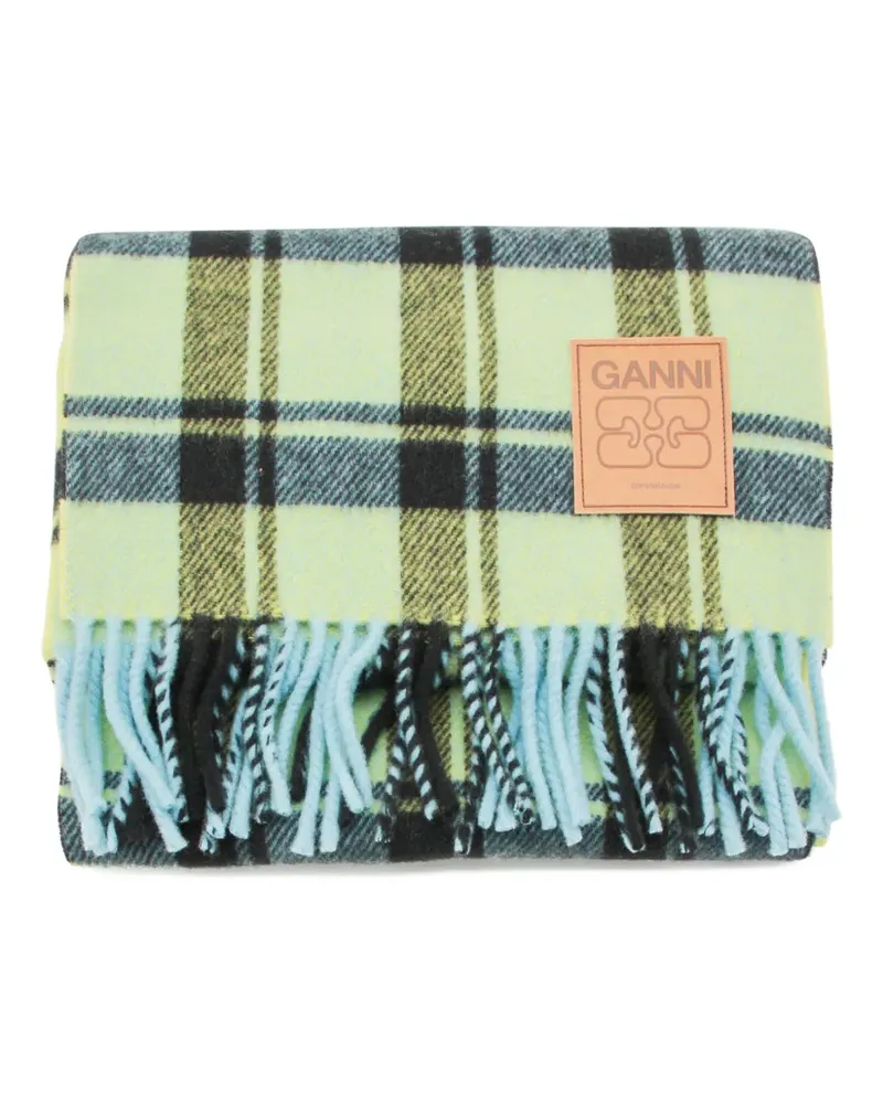 Ganni plaid fringed scarf - Gelb Gelb