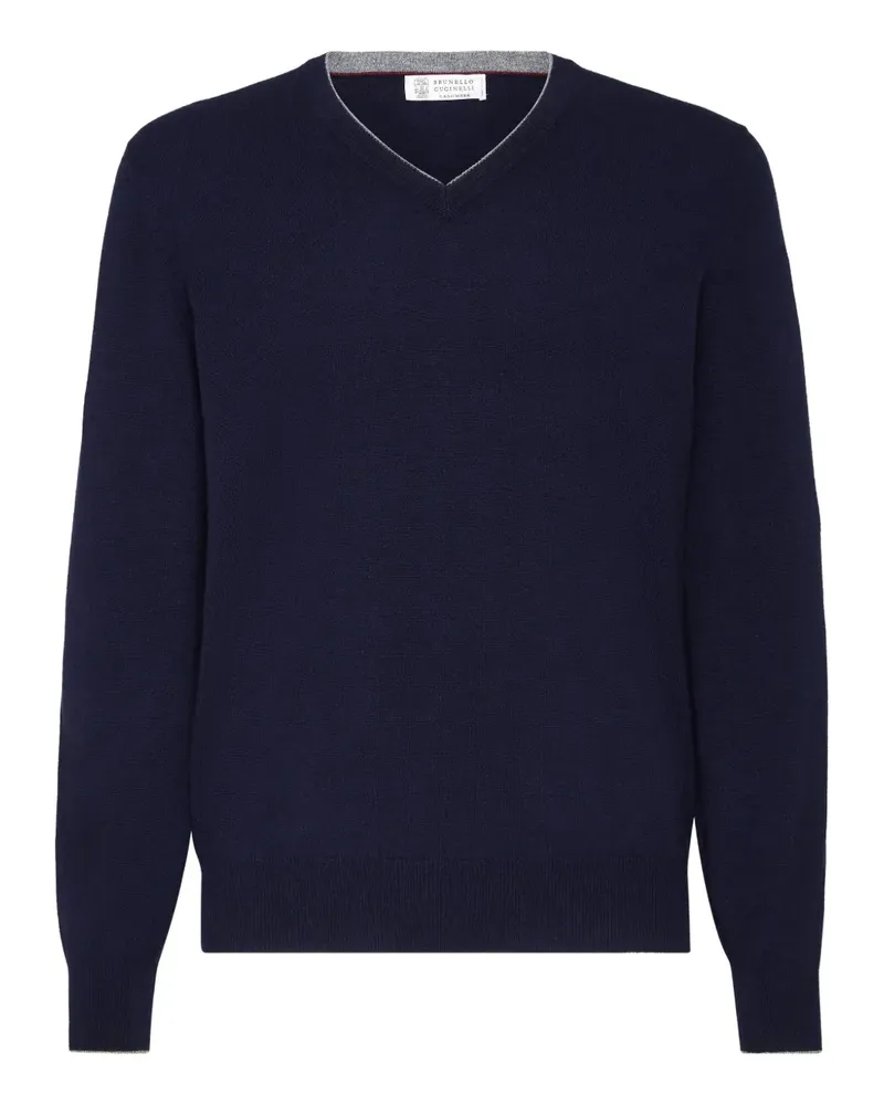 Brunello Cucinelli Kaschmirpullover mit V-Ausschnitt - Blau Blau
