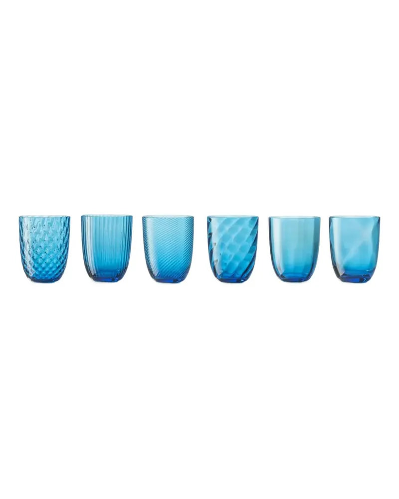 NasonMoretti Idra Set aus strukturierten Gläsern - Blau Blau
