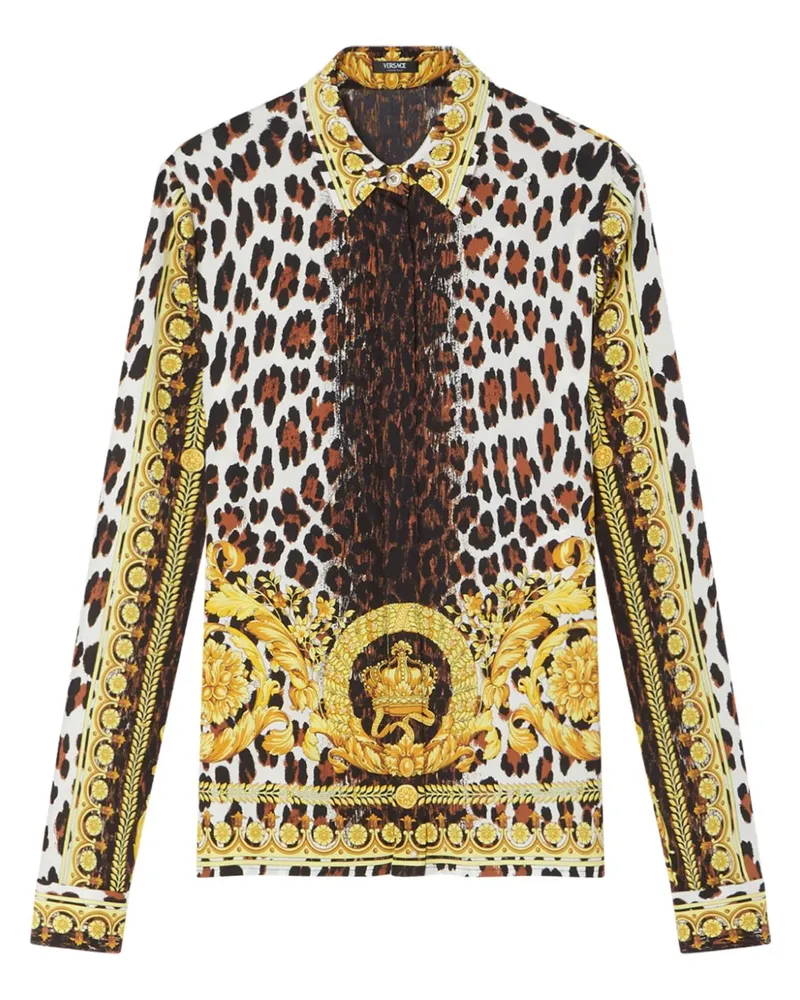 Versace Bluse mit Leoparden-Print - Gelb Gelb