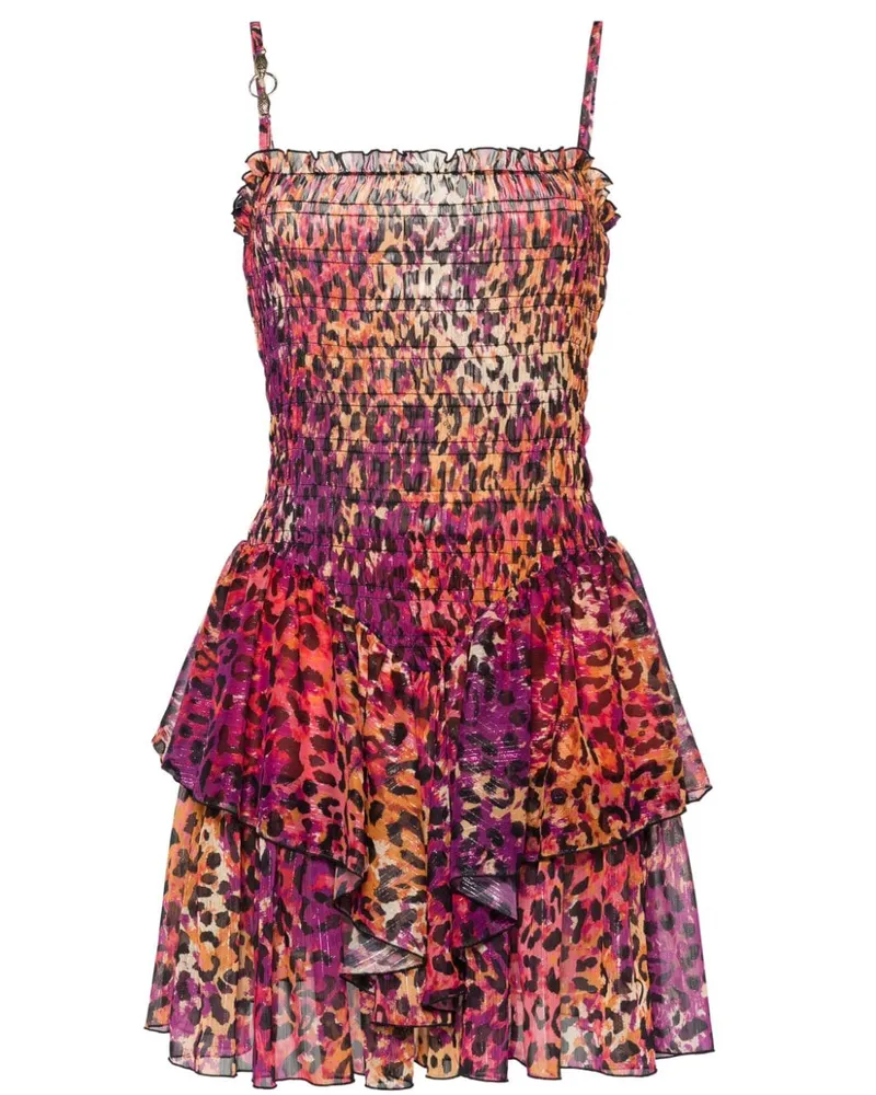 Just Cavalli Minikleid mit Leoparden-Print Violett