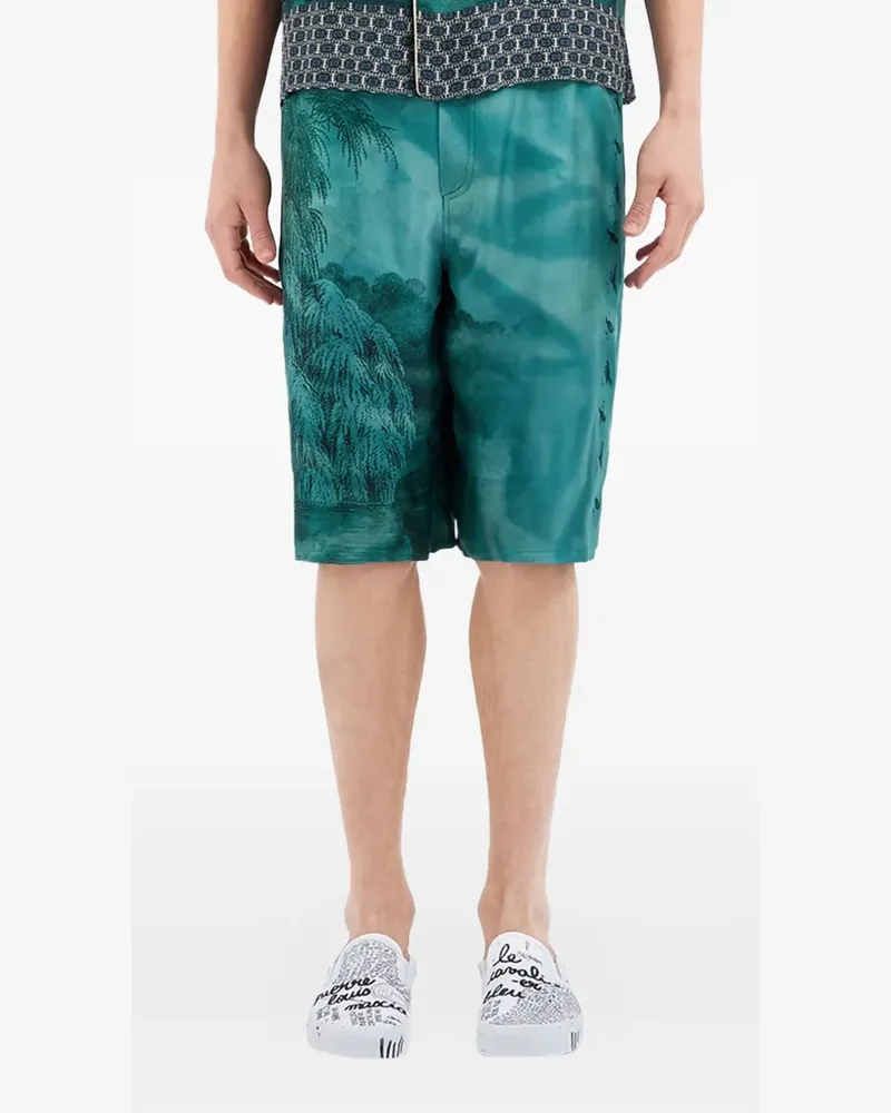 Pierre-Louis Mascia Badeshorts mit Landschafts-Print - Blau Blau