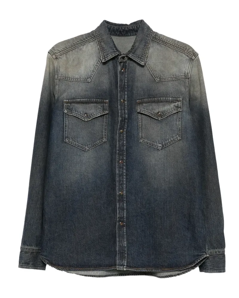 nine:inthe:morning faded western shirt - Blau Blau