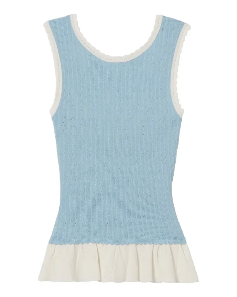 Claudie Pierlot Gestricktes Top mit Rüschen - Blau Blau