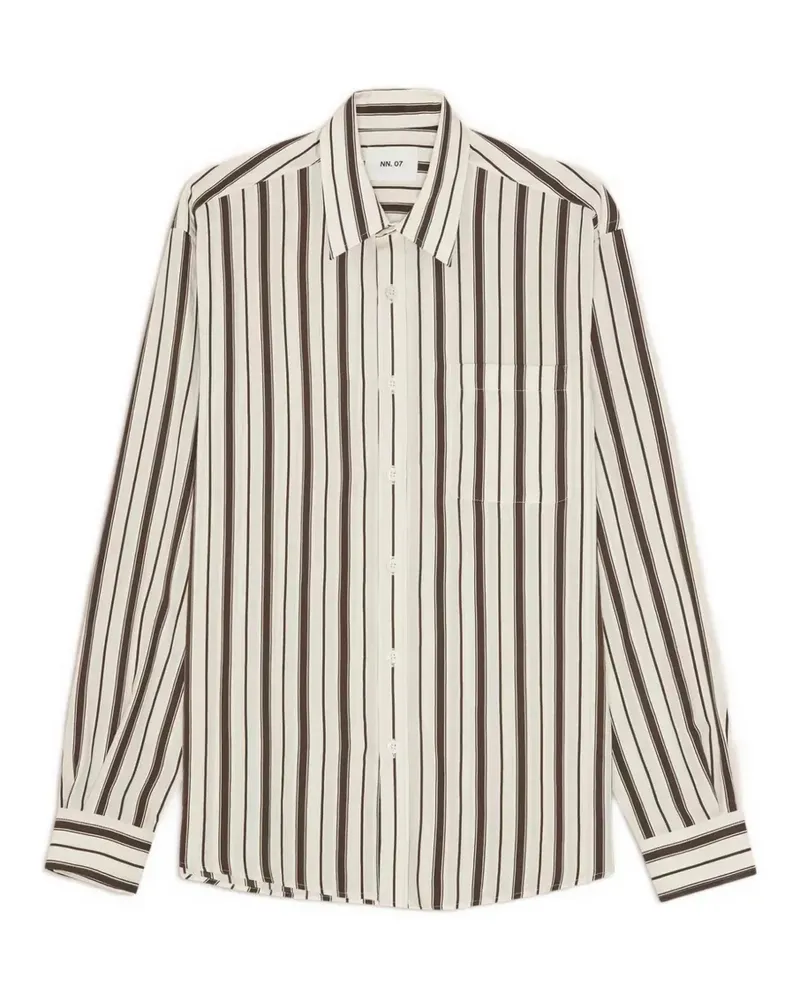 NN 07 Deon striped chest-pocket shirt - Nude Nude
