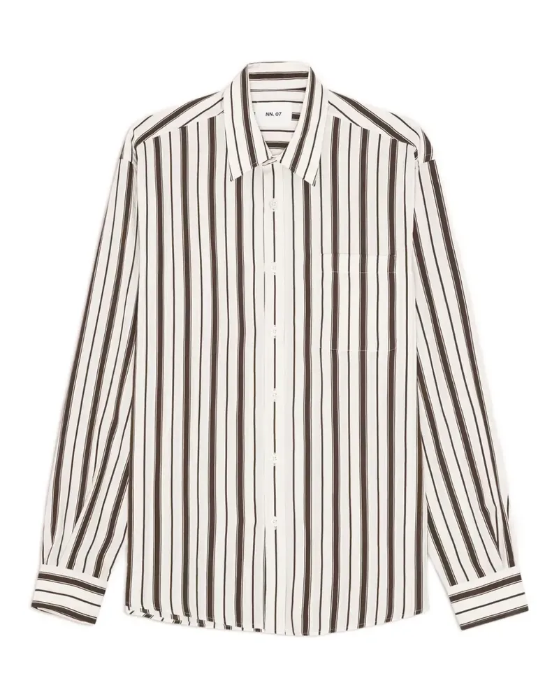 NN 07 Deon striped chest-pocket shirt - Nude Nude