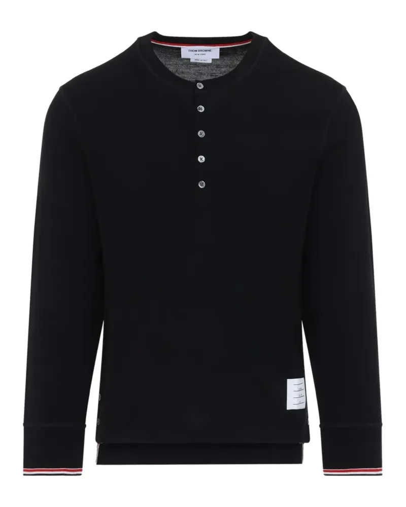 Thom Browne Klassisches Henley-Hemd - Schwarz Schwarz
