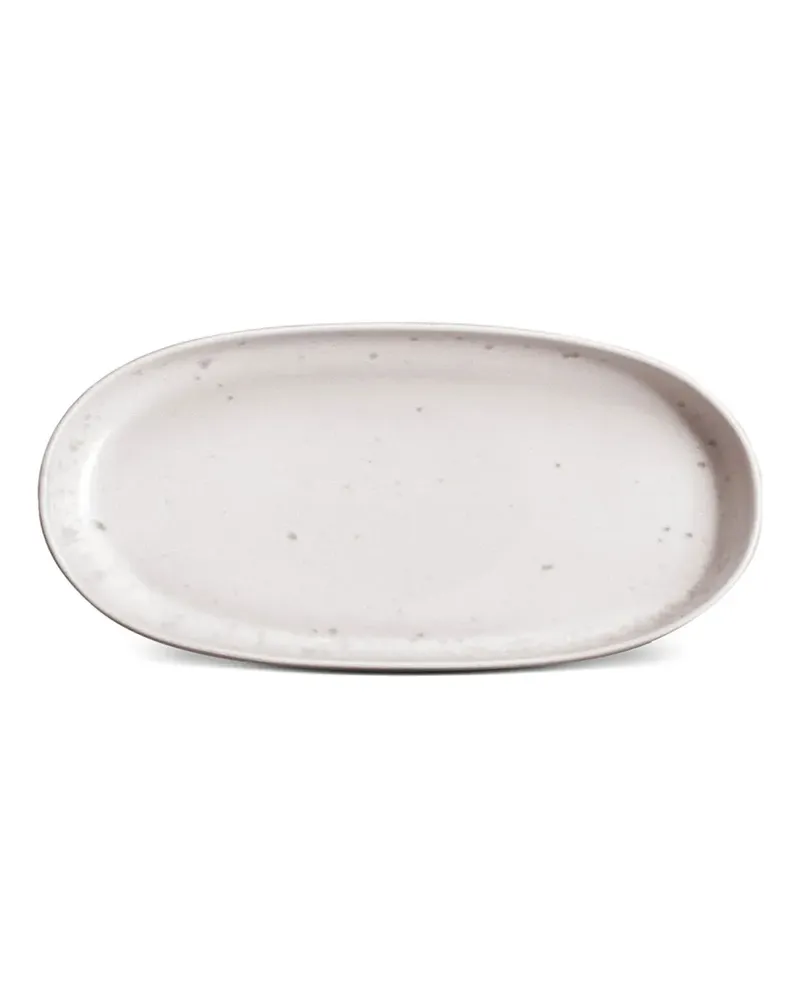 L’OBJET Ovale Terra Servierplatte (15cm x 3cm x 23cm) - Weiß Weiß