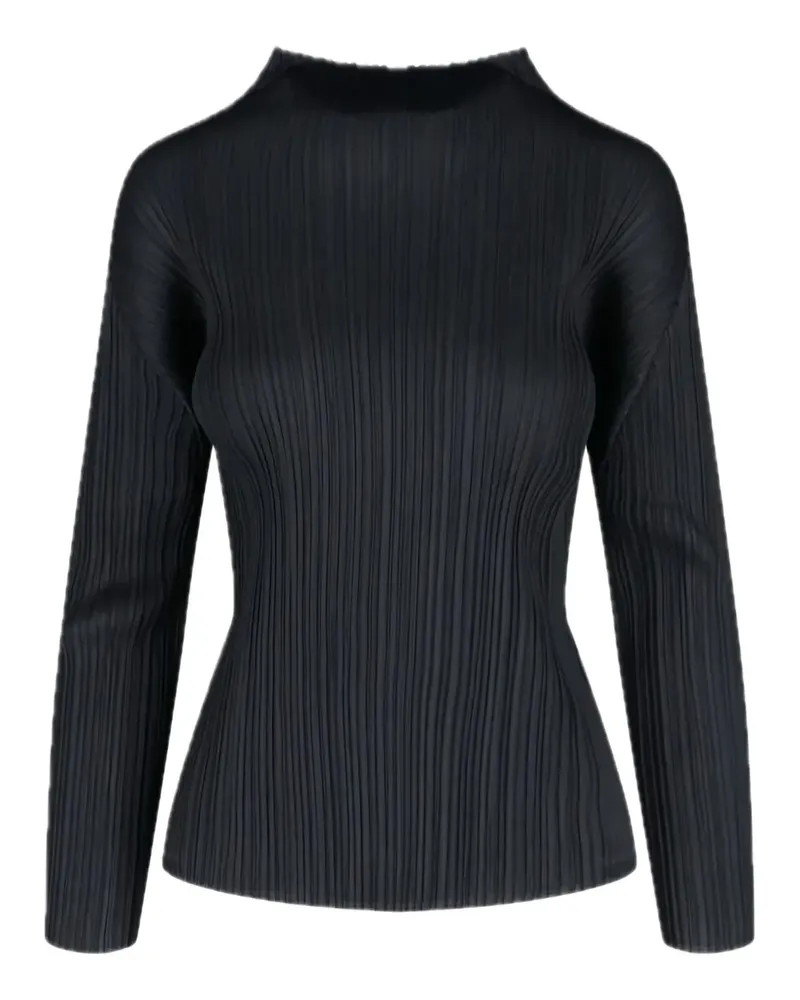 Issey Miyake Plissiertes Oberteil - Schwarz Schwarz