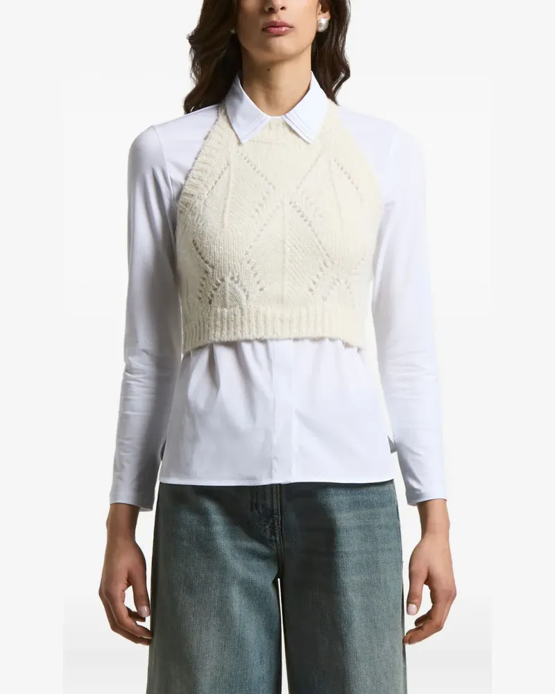 Peserico Neckholder-Top mit Zopfmuster - Weiß Weiß