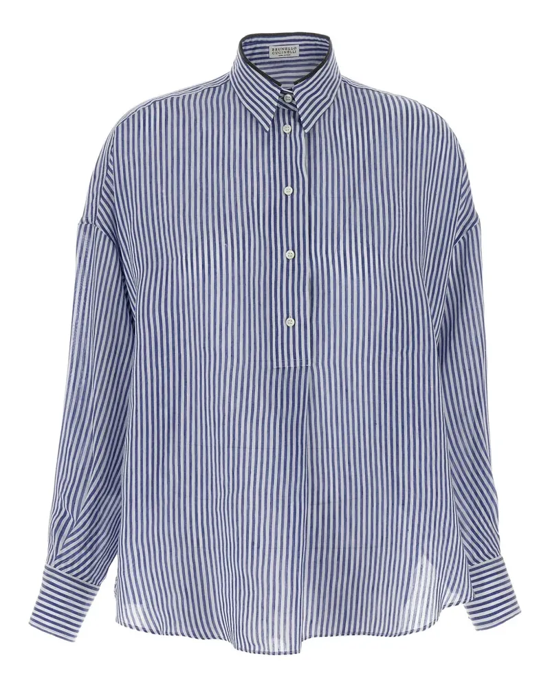 Brunello Cucinelli Gestreiftes Hemd - Blau Blau