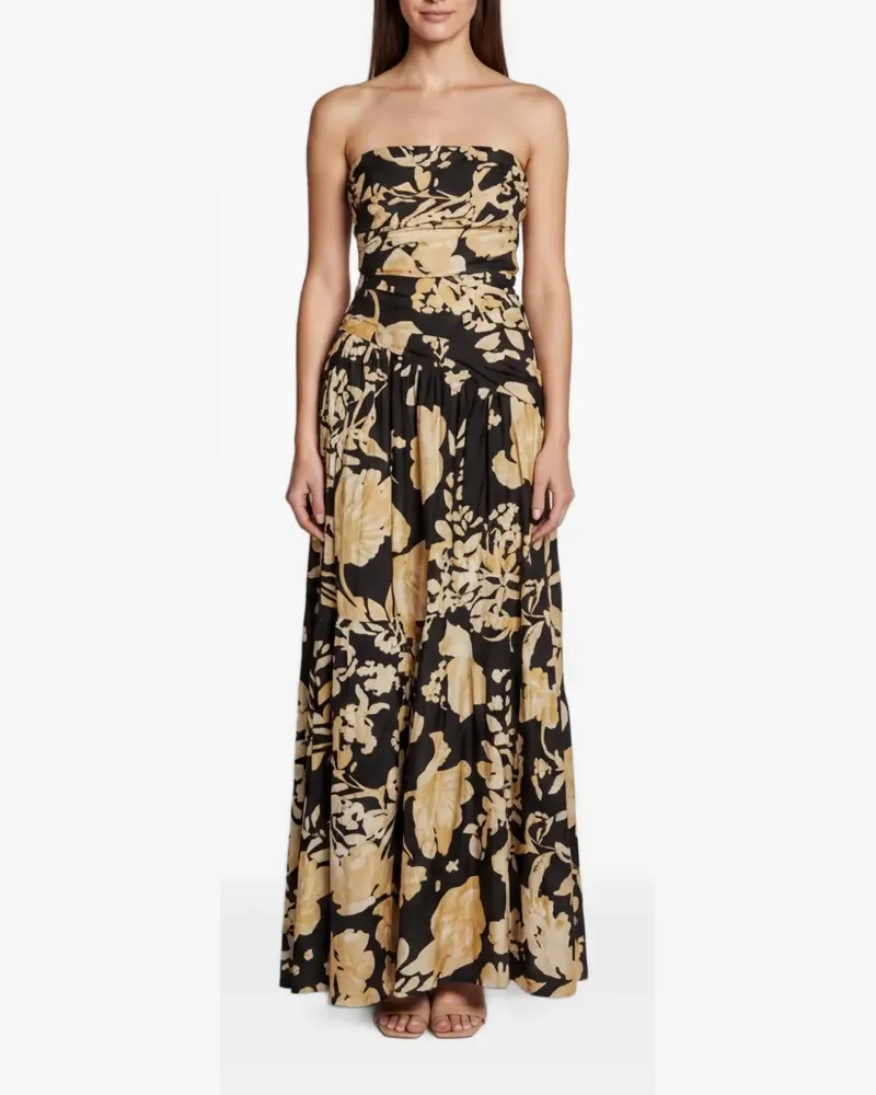 Shona Joy Weyes Maxikleid mit Blumenprint - Schwarz Schwarz