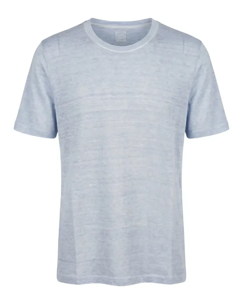 120% Lino slub-texture linen T-shirt - Blau Blau