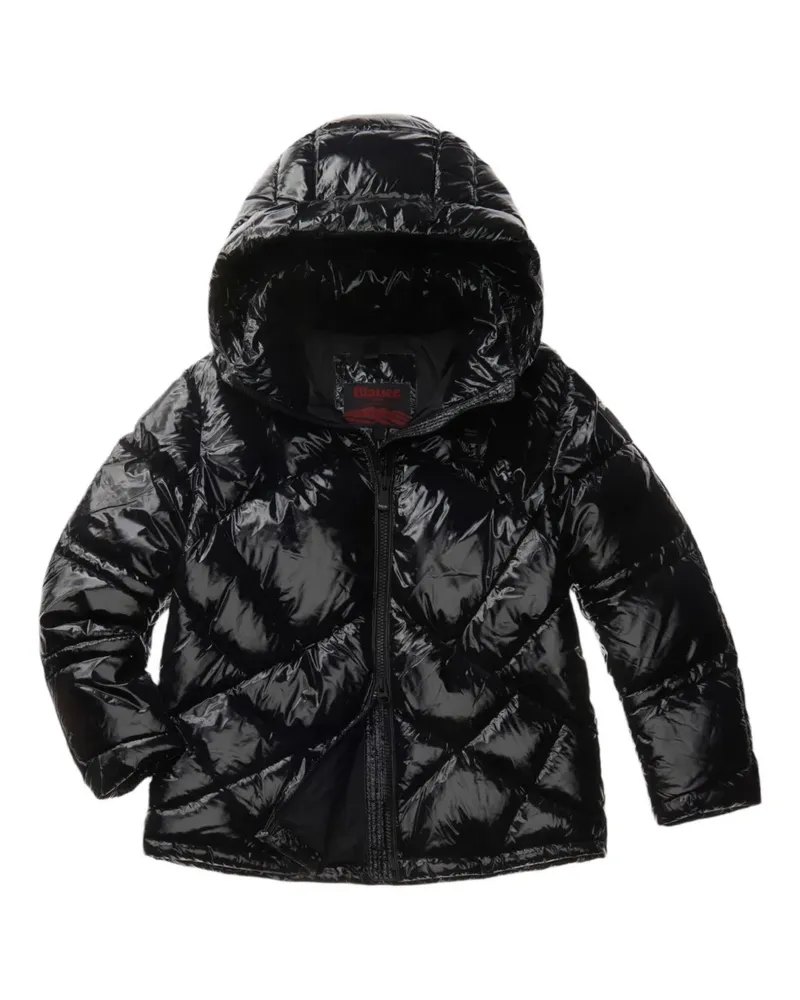 Blauer Gesteppte Lowney Kapuzenjacke - Schwarz Schwarz