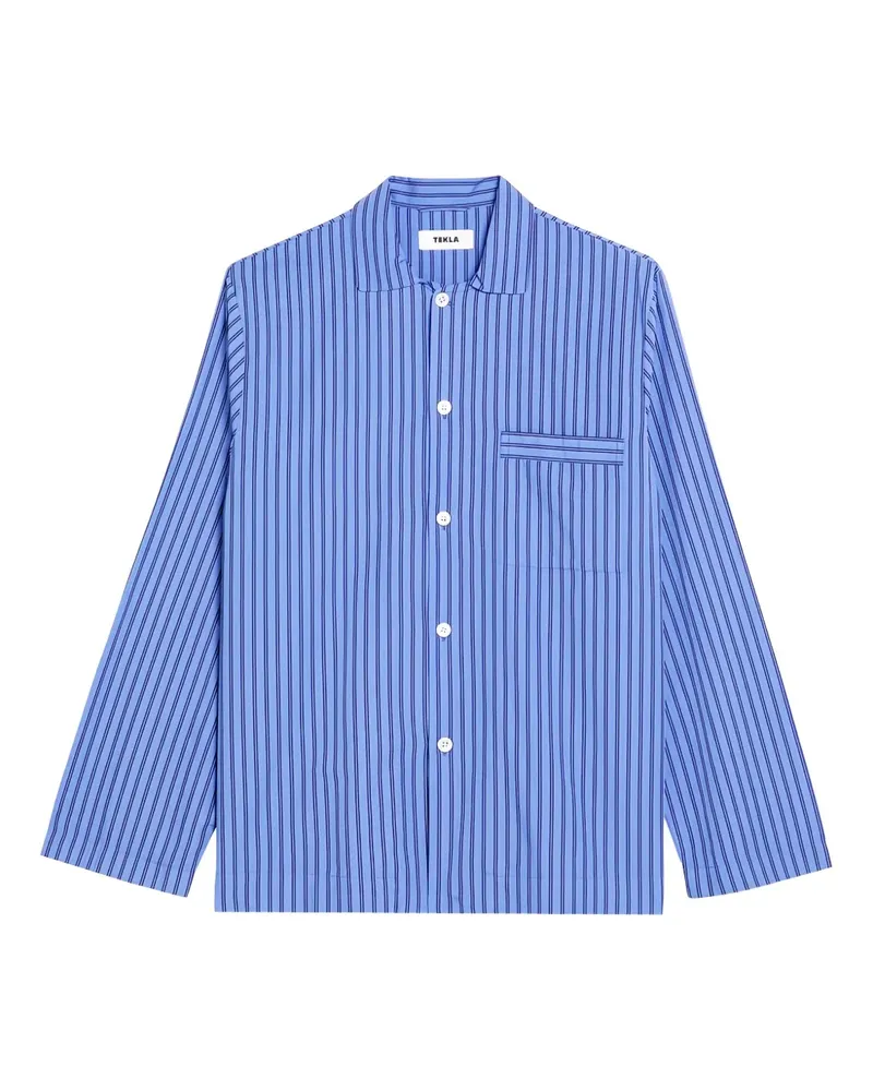 TEKLA Gestreiftes Pyjama-Oberteil - Blau Blau