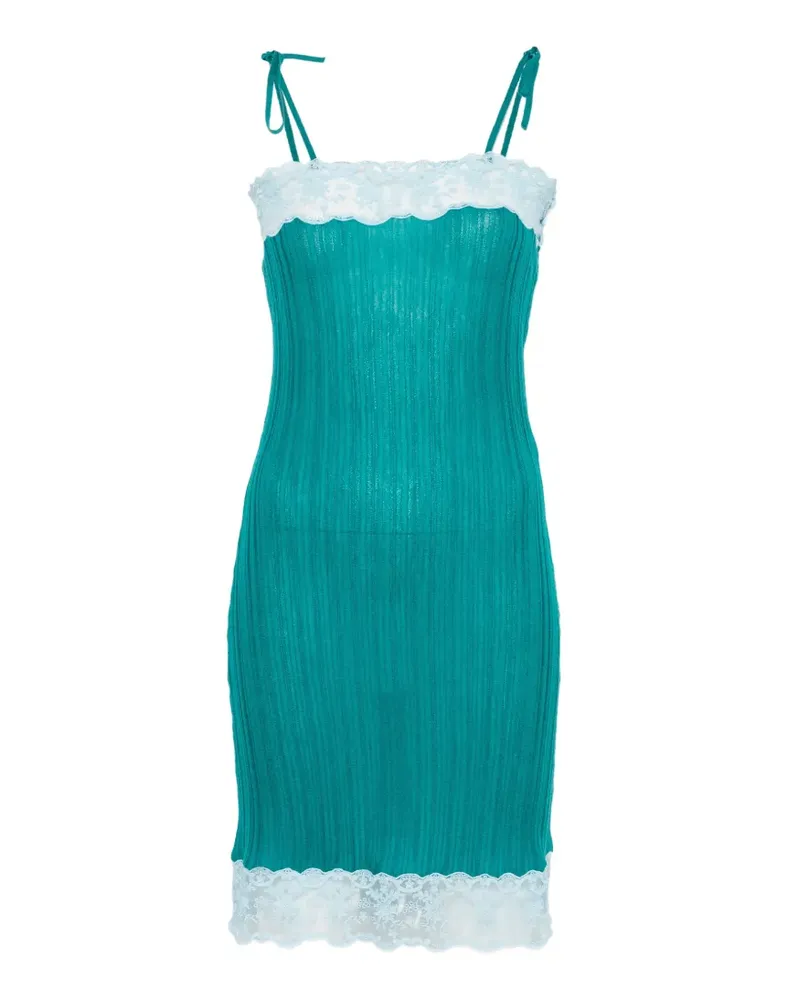 Chloé lace-trim ribbed-knit mini dress - Grün Grün