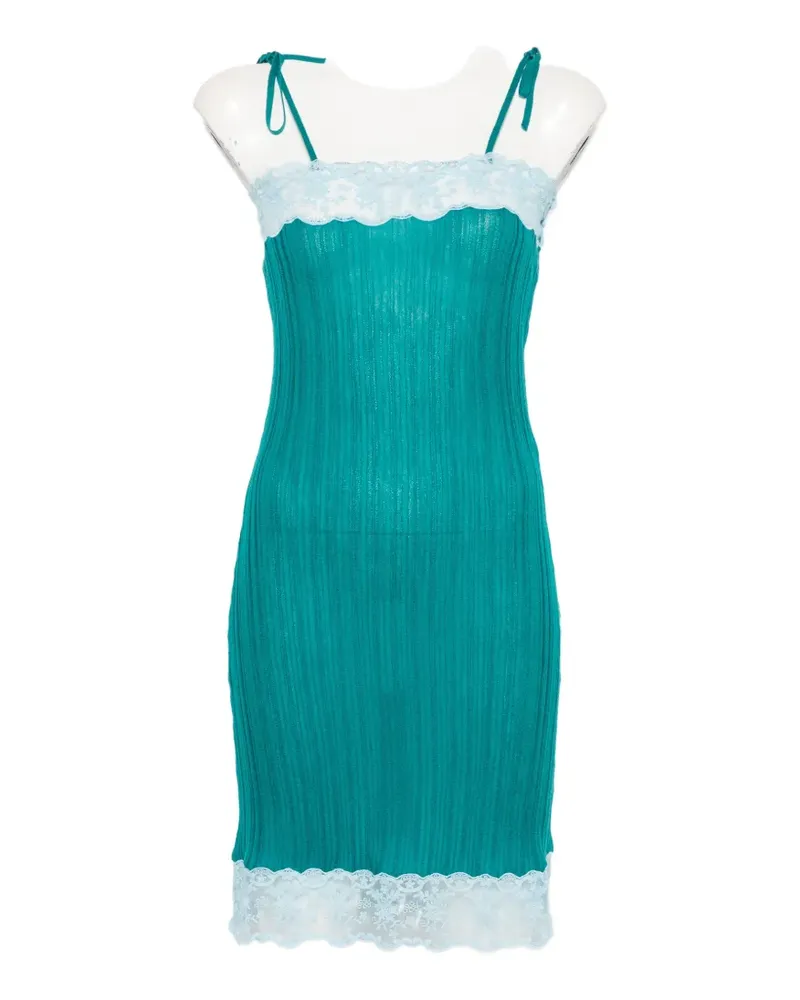 Chloé lace-trim ribbed-knit mini dress - Grün Grün
