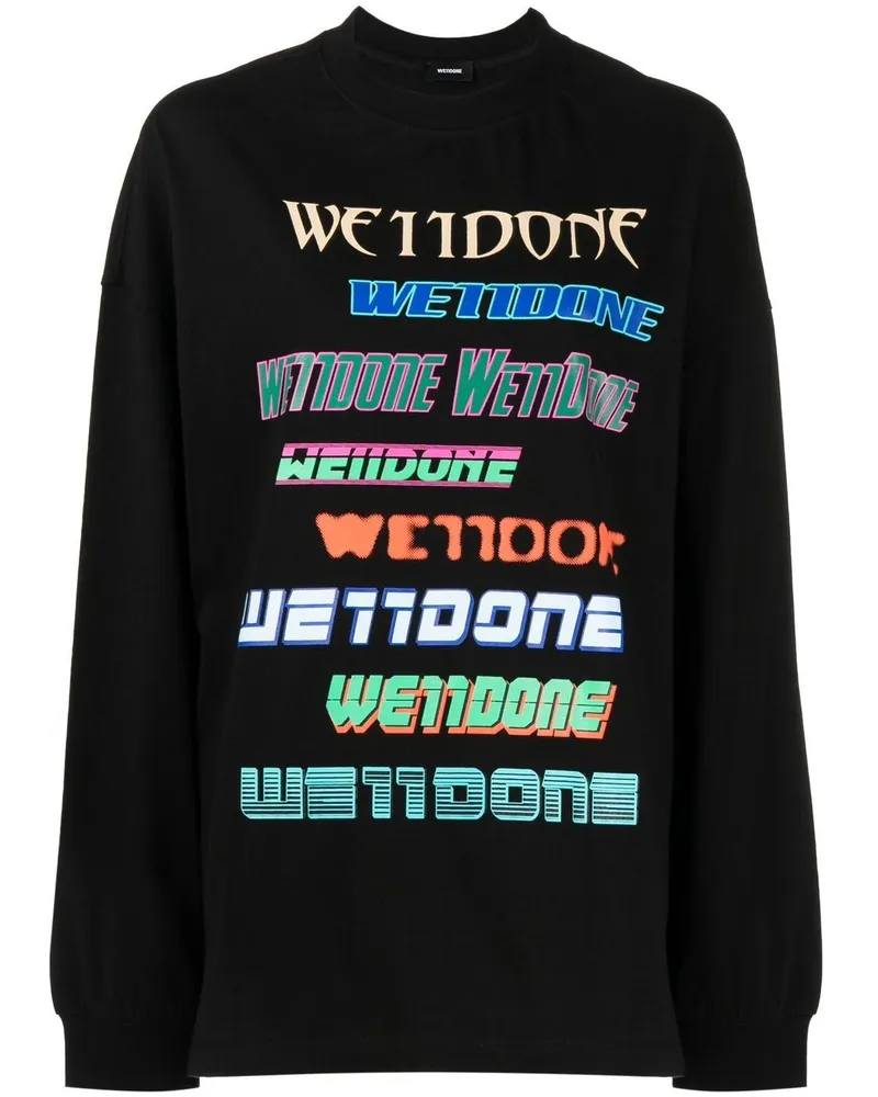 WE 11 DONE Sweatshirt mit Logo - Schwarz Schwarz